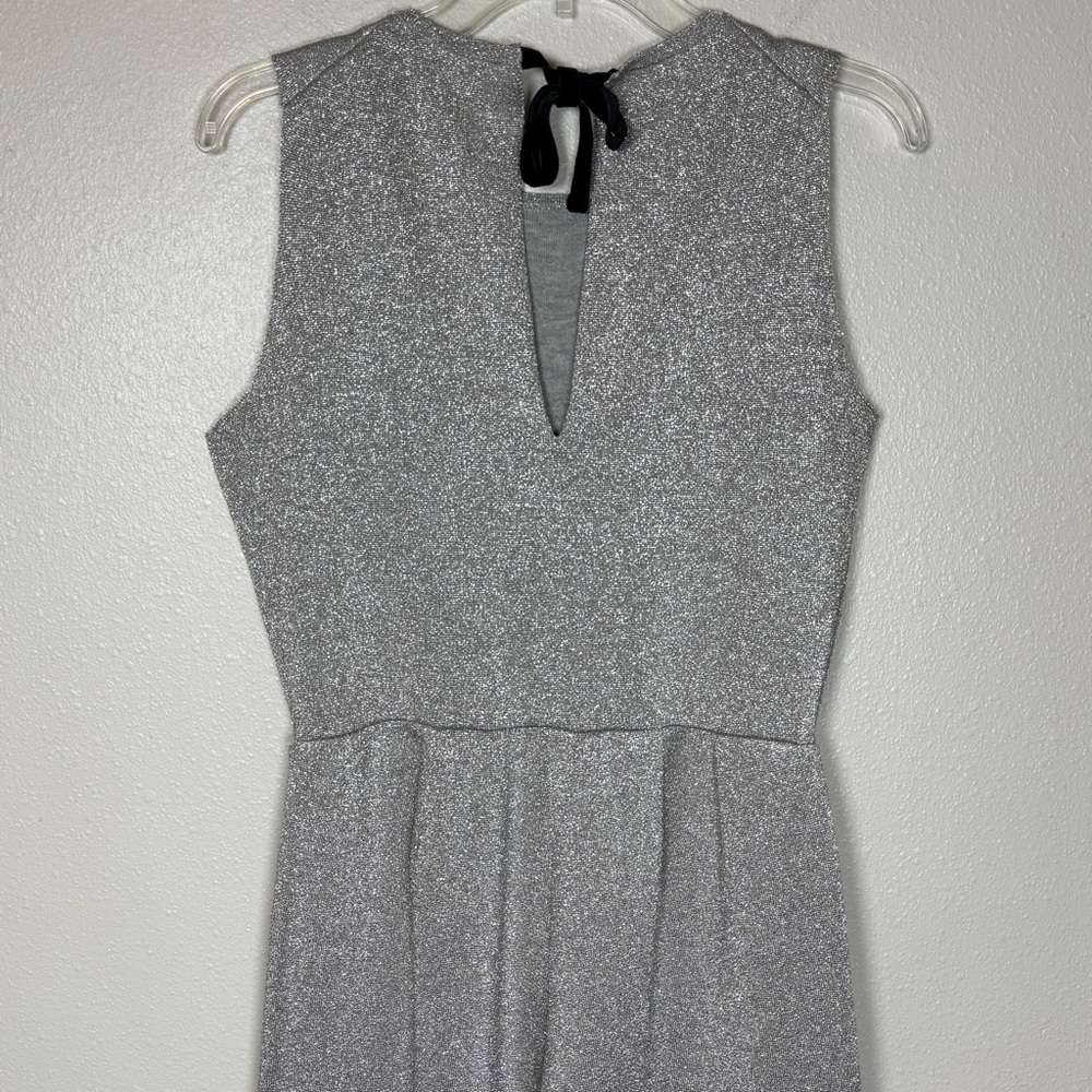 J Crew Wide Leg Jumpsuit Lurex Sm Metallic Silver Lined Stretch NYE Party Dressy - Picture 6 of 17